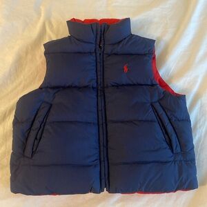 Reversible Polo vest// navy blue and red
